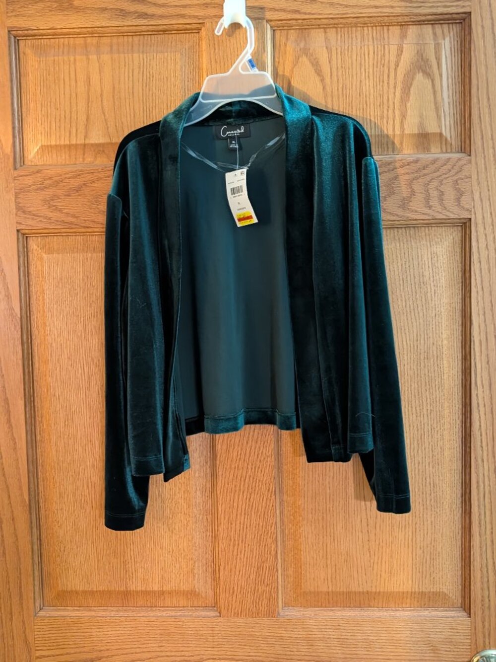 Hunter green velvet shrug